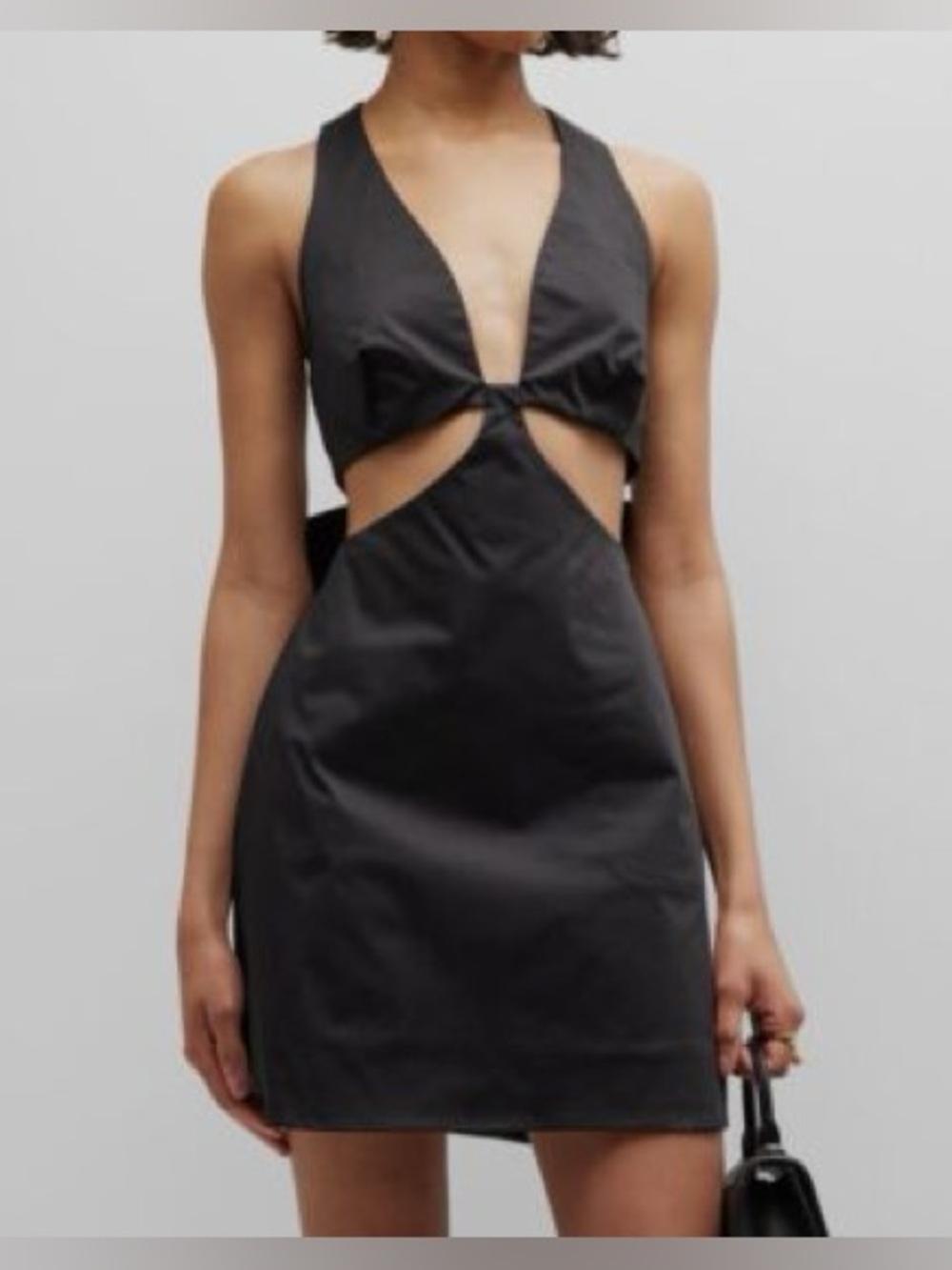 BONDI BORN Black Cutout Halter Mini Dress